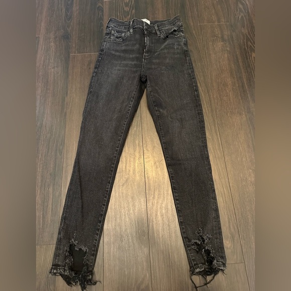 Agolde Jeans Sophie Women Black Skinny Distressed Ankle Zipper Fly Stretch - Picture 1 of 4